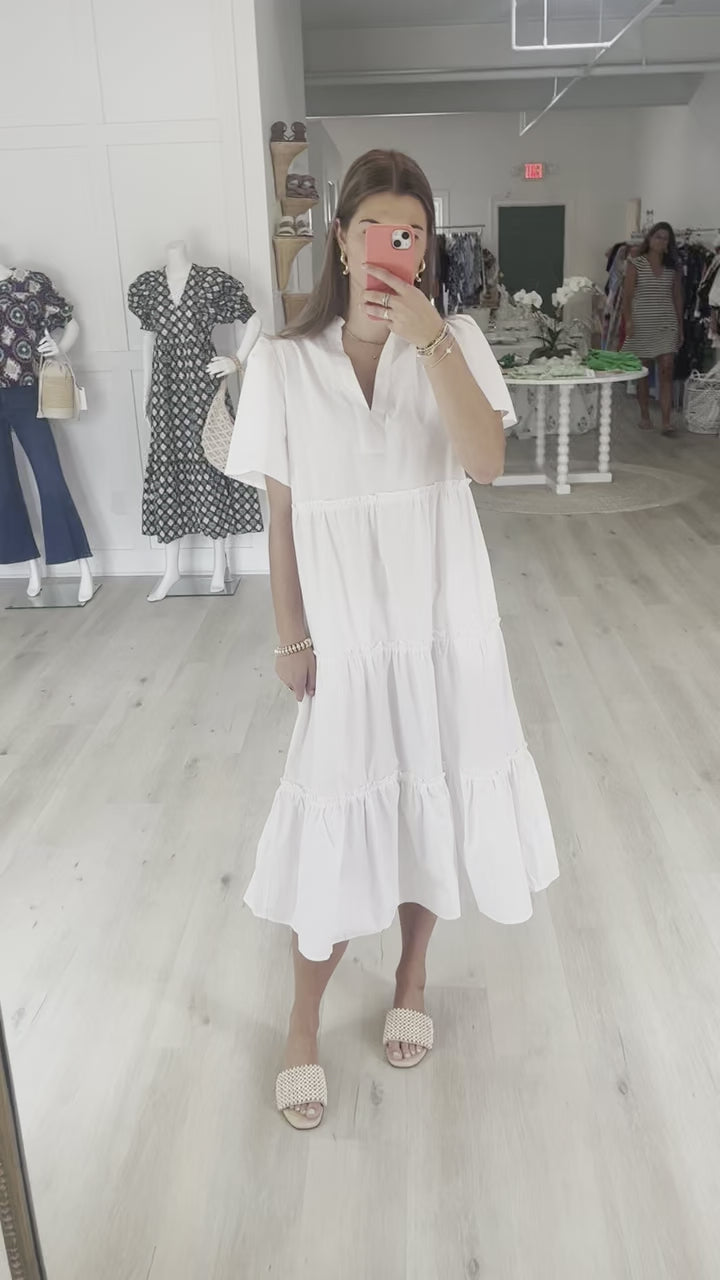 White Poplin Midi Dress