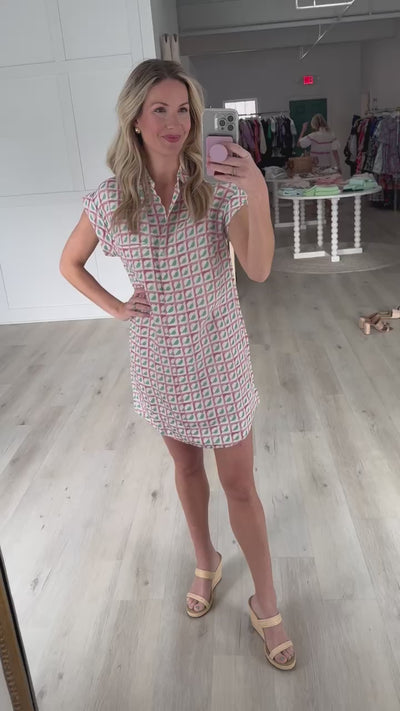 Mini Shirt Dress in Cirque Rose by Oliphant