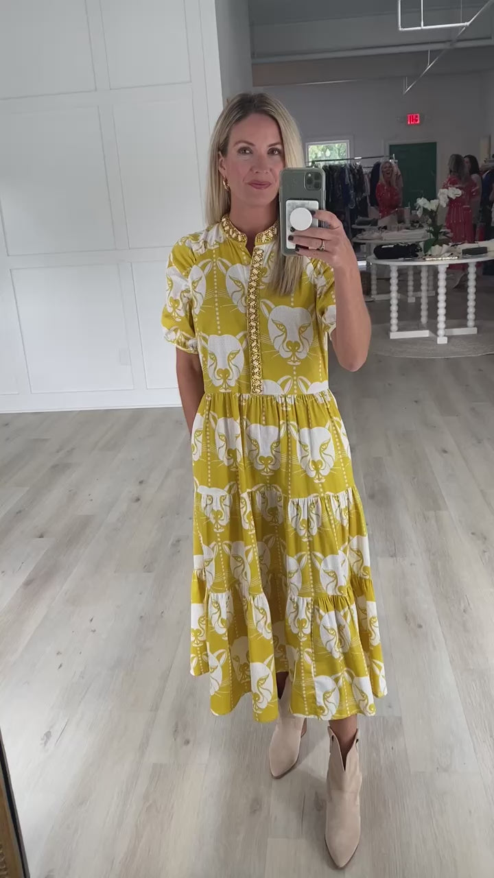 Kimbell Dress in Saffron Jungle Cat by SHERIDAN FRENCH