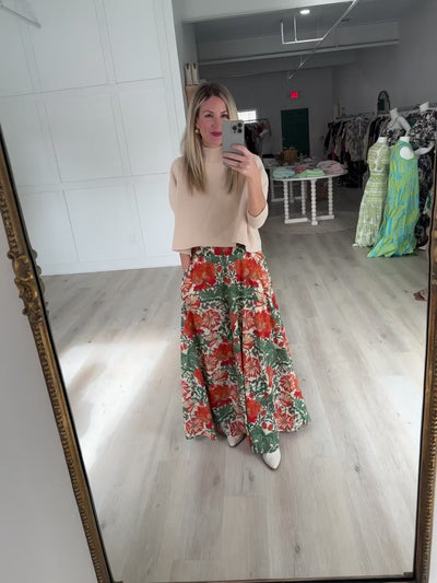 Gabriella Skirt in Egret Wild Blossoms by Cara Cara