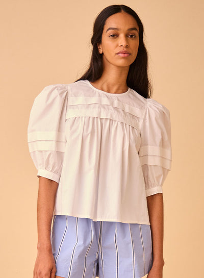 Lydia Blouse in White by Hunter Bell