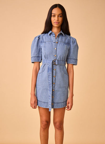 Robinson Dress in Blockely Denim by Hunter Bell