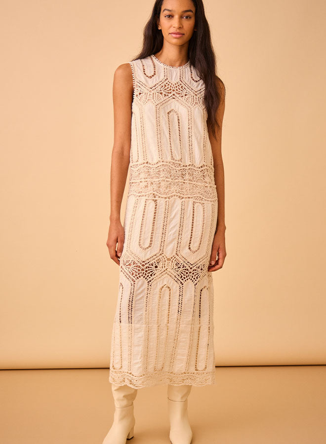 Stowe Dress in Natural Lace by Hunter Bell