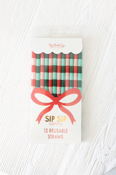 Red and Pink & Green and Mint Straw Set