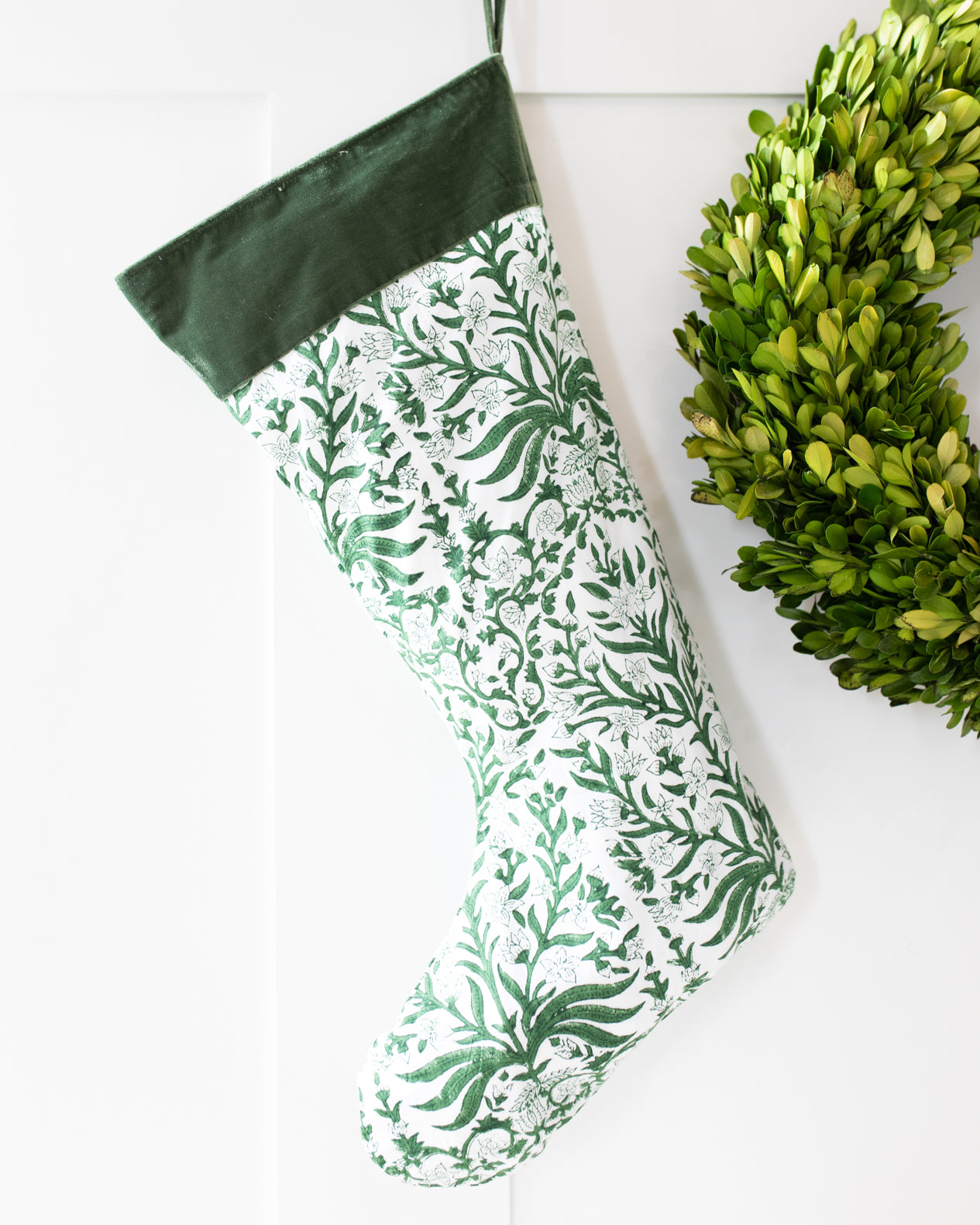 Green Floral Christmas Stockings by Saule Parc