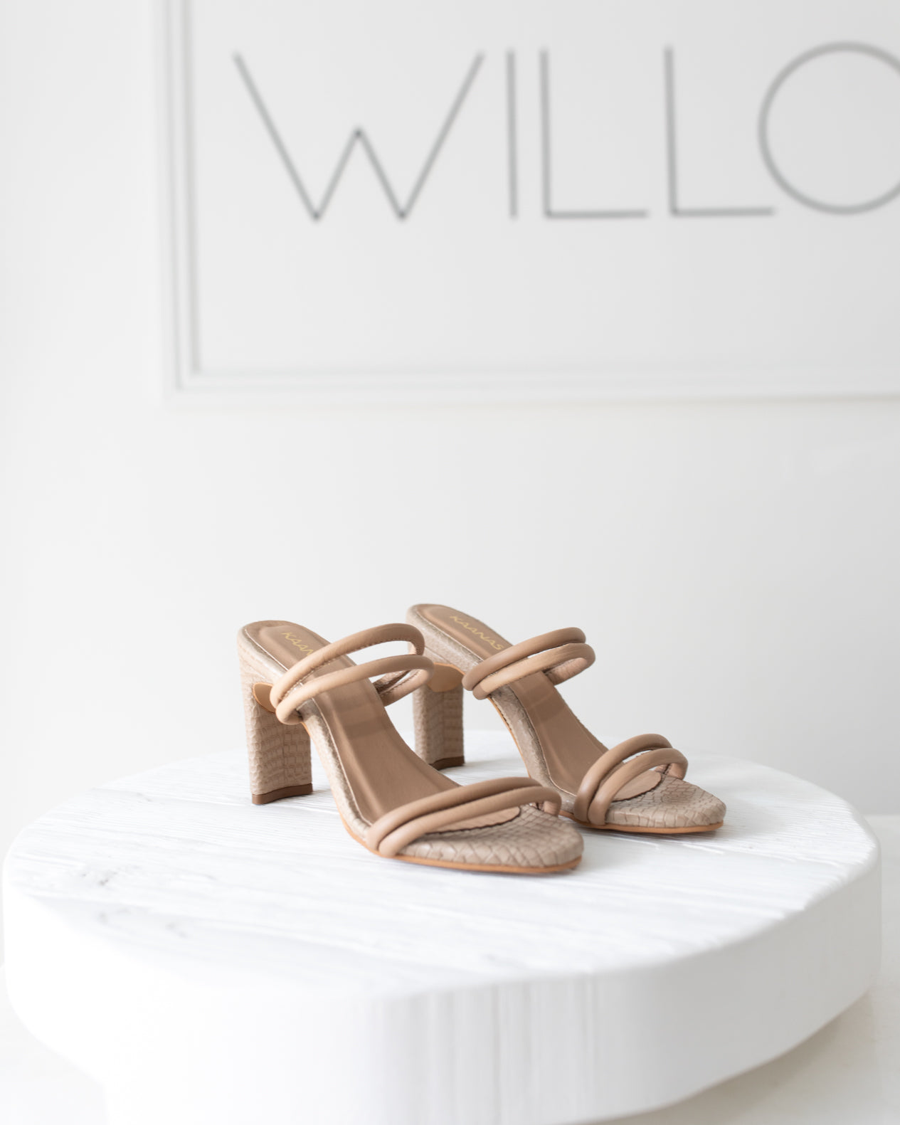 Saratov Textured Double Band Heel in Almond
