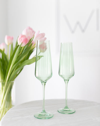 Estelle Colored Champagne Flute - Set of 6 In Mint Green