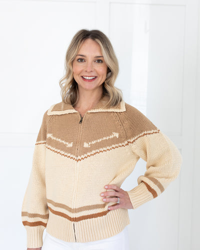 The Cream with Camel Ranch Cardigan by The Great