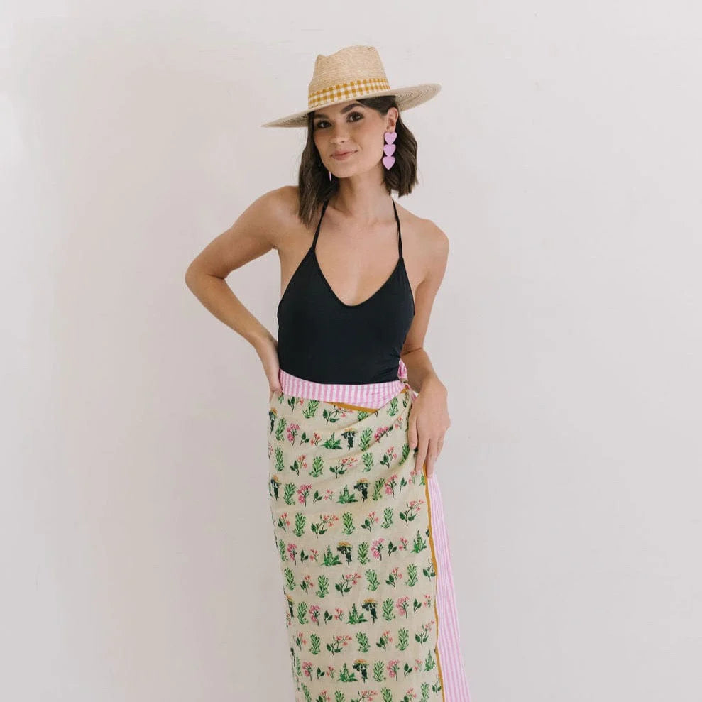 Pink Stripe and Floral Sarong