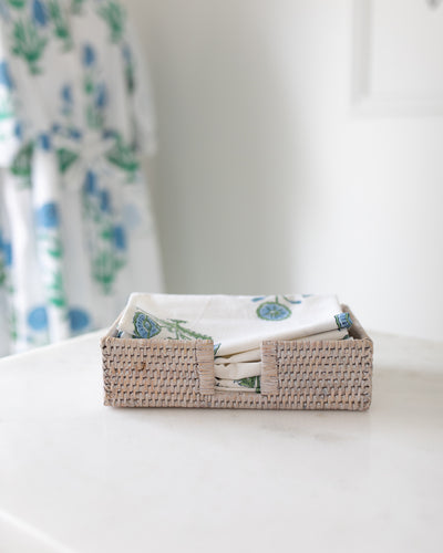 White Wash Rattan Napkin/Guest Towel Holder