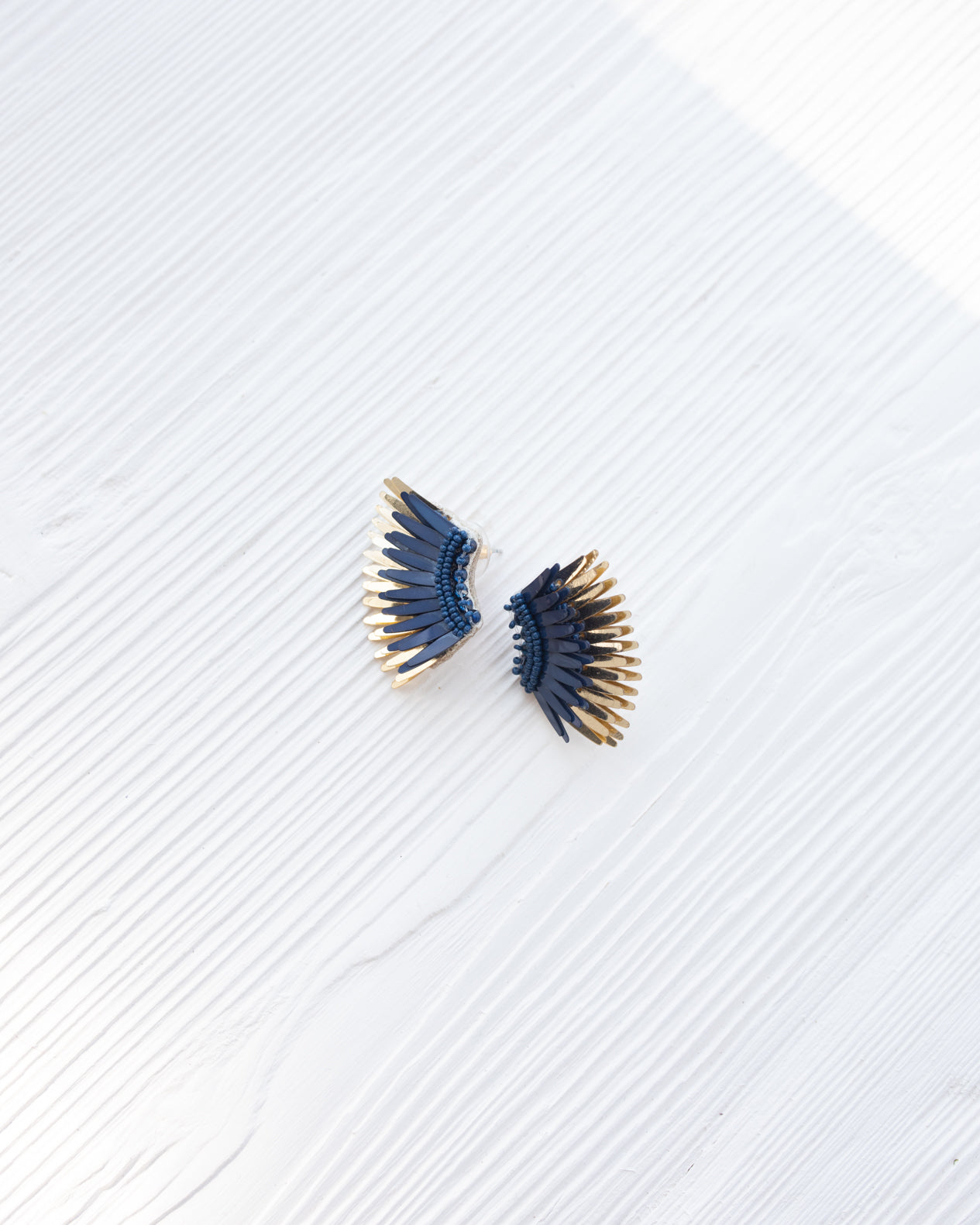 Mini Madeline Earrings In Navy and Gold by Mignonne Gavigan