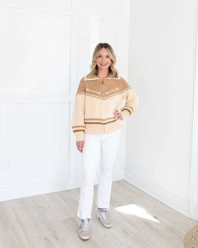 The Cream with Camel Ranch Cardigan by The Great