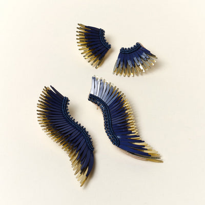 Mini Madeline Earrings In Navy and Gold by Mignonne Gavigan