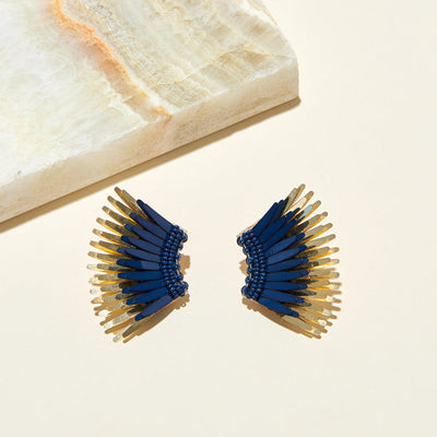 Mini Madeline Earrings In Navy and Gold by Mignonne Gavigan